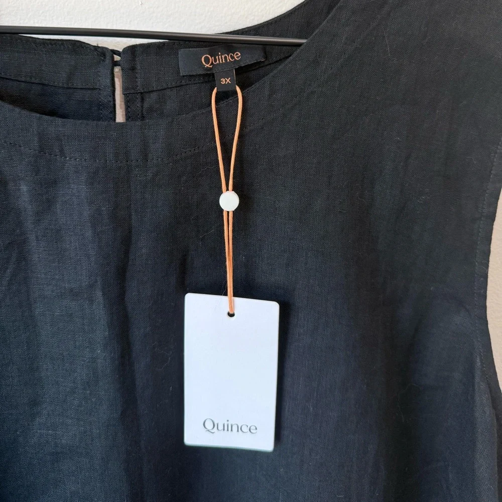 Quince 100% European Linen Tank Black Casual Minimalist Summer Spring Size 3X - Picture 4 of 6